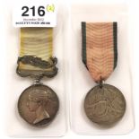 Crimea War Medal Pair. Comprising: Crimea War Medal, clasp SEBASTOPOL, Turkish Crimea Medal (British