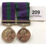 Royal Artillery General and Campaign Service Pair of Medals. Awarded to 22559944 SGT J. THORPE RA.