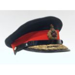 Field Marshal's peaked cap by Gieves and Hawkes. Good rare post 1953 example of dark blue cloth with