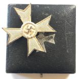 German Third Reich cased 1939 War Merit Cross 1st Class. Good scarce die-cast silvered example