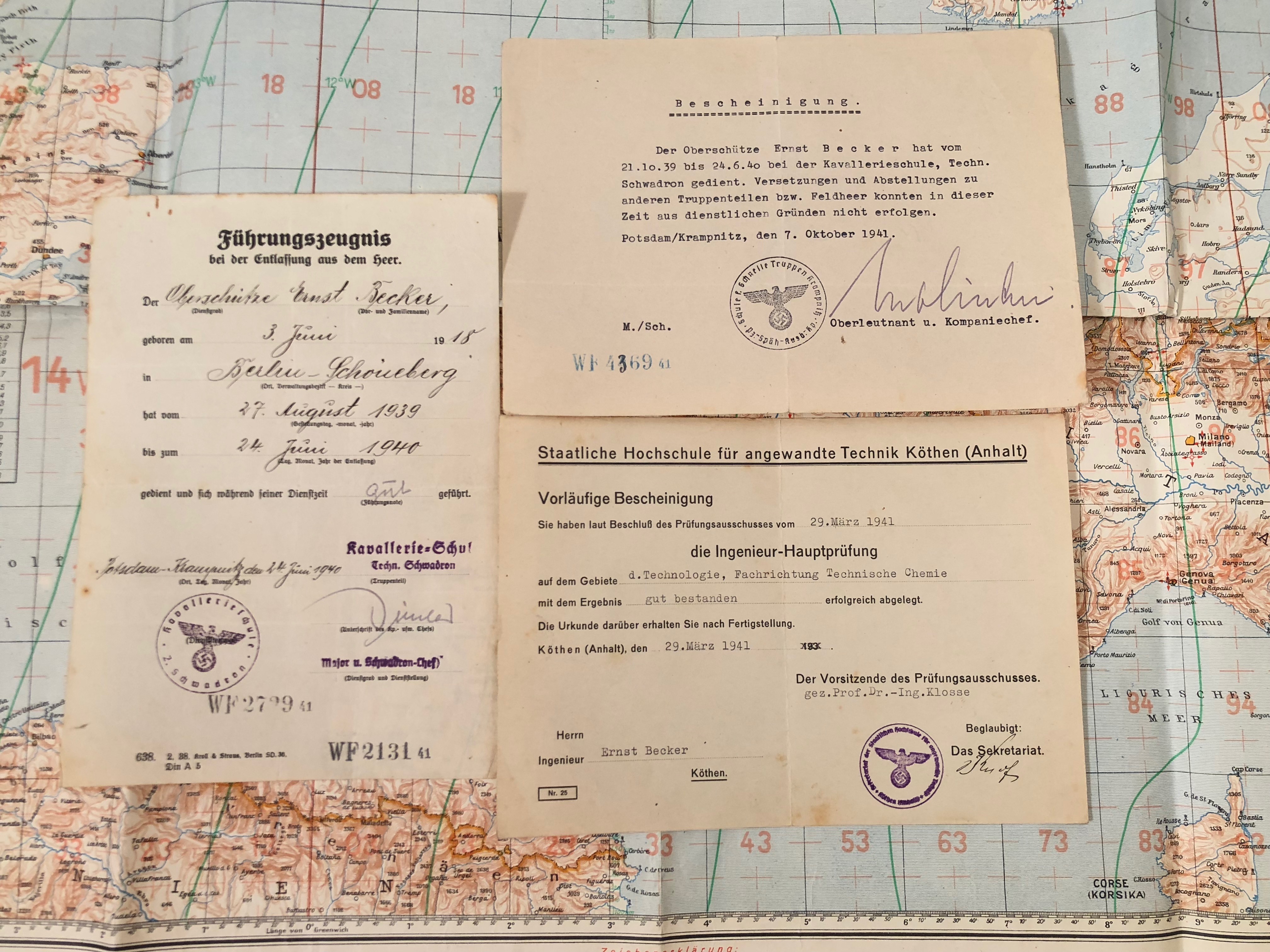 WW2 1944 Luftwaffe Flying Map UK and Europe. An original 1:2000000 scale printed single sided on - Image 2 of 2