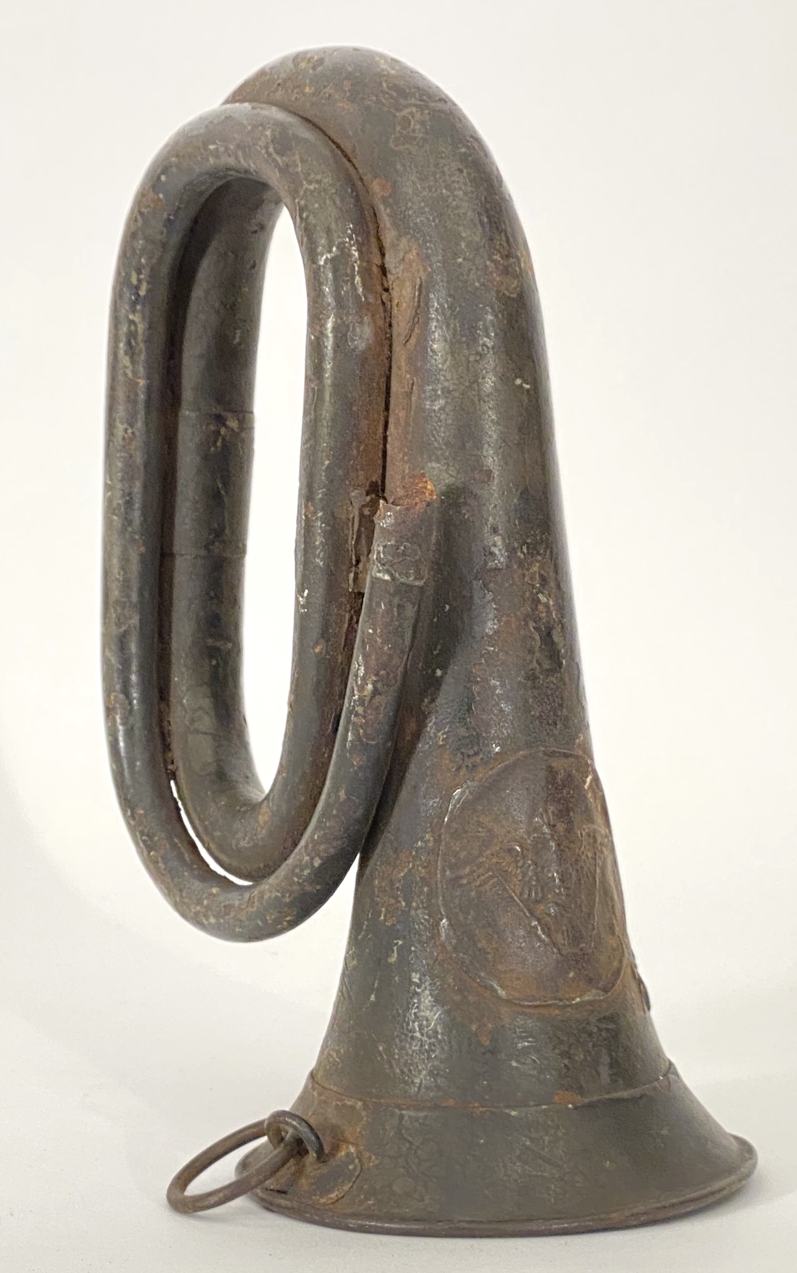 WW1 1917 German Military Bugle. This metal example retains a large amount of the original field grey