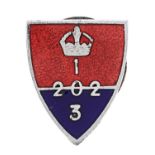 WW2 Home Guard Auxiliary Units Special Forces lapel badge. A good rare red over blue enamelled