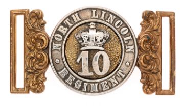 10th (North Lincoln Regt) Regiment of Foot Victorian Officer waist belt clasp c1856-81. Scarce