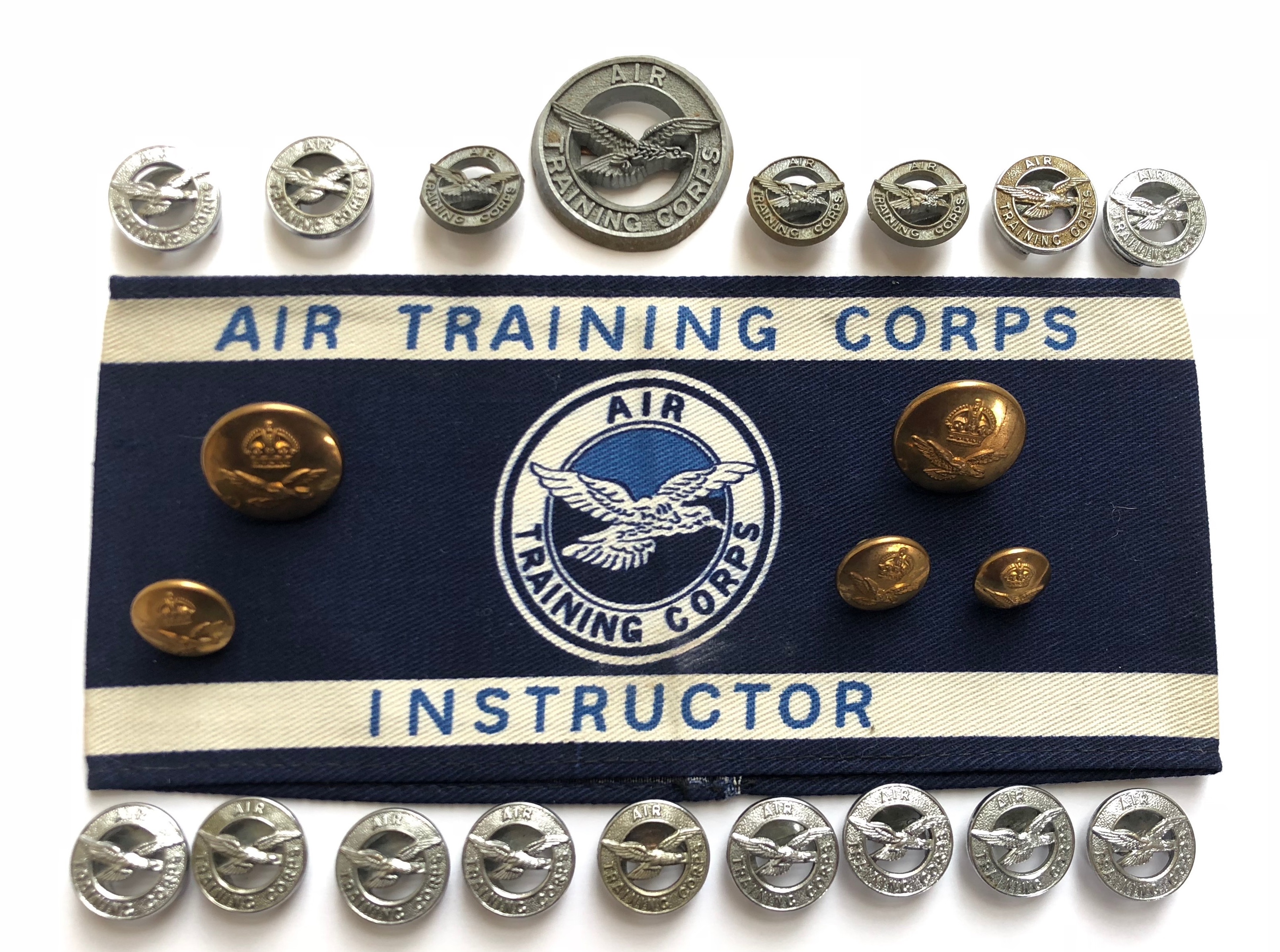 23 WW2 RAF Air Training Corps ATC Badges. Printed Instructor Armband ... Plastic Economy Bakelite