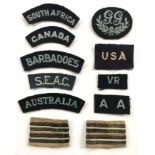 WW2 RAF cloth badges including Nationality Titles. Lot includes Ground Gunner ... USA ...