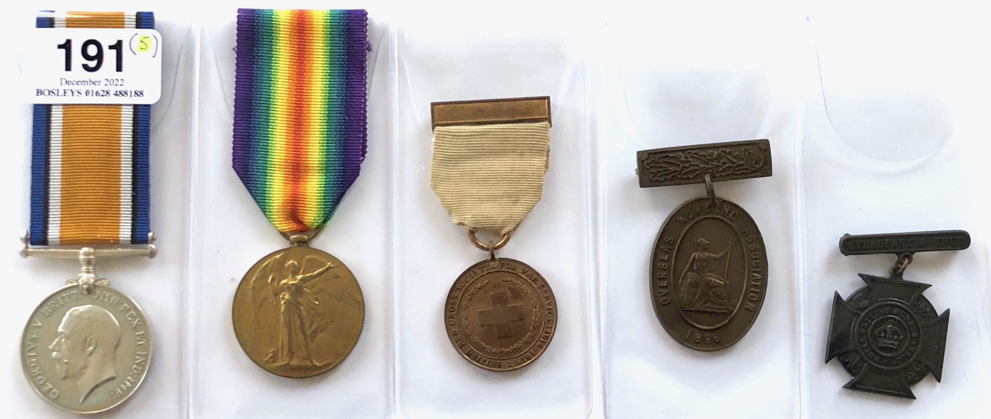 WW1 Nursing Sister Group of Five Medals. Awarded to Sister Elsie C Robinson. Comprising: British War