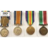 5 WW1 British Campaign Medals. Comprising: British War Medal and Victory Medal 183465 GNR R. MICHAEL