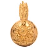 Royal Engineers Officer busby plume holder circa 1928-39. Good rich gilt flaming grenade, the ball