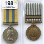 RAOC Royal Army Ordinance Corps Korean War Pair of Medals. Awarded to 5885287 PTE H.W. BARNETT RAOC.