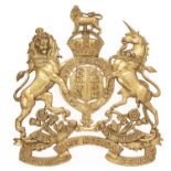 Royal Army Medical Corps Officer helmet plate circa 1901-14. Good scarce gilt die-stamped Royal