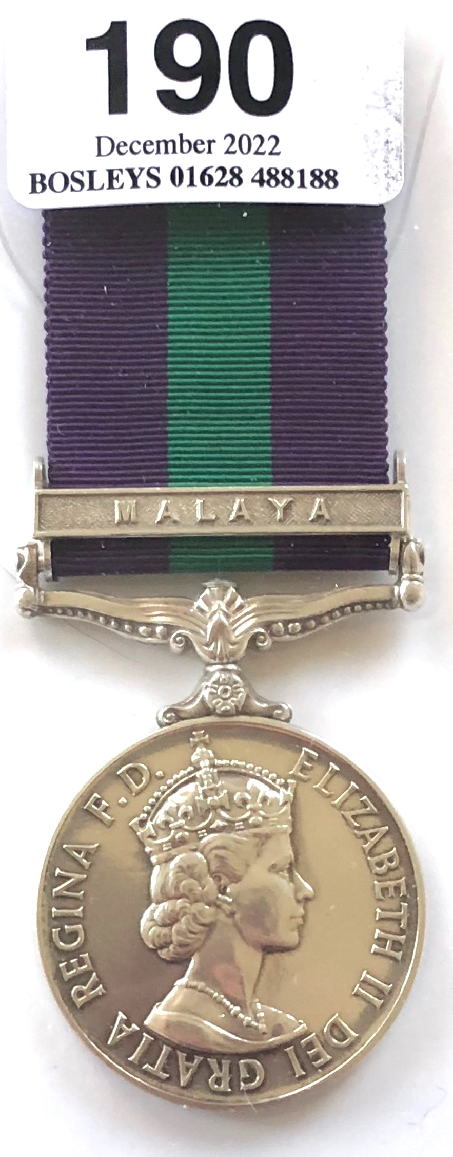East Yorkshire Regiment General Service Medal Clasp Malaya, Awarded to 22735514 PTE P.A. STOCKTON E.