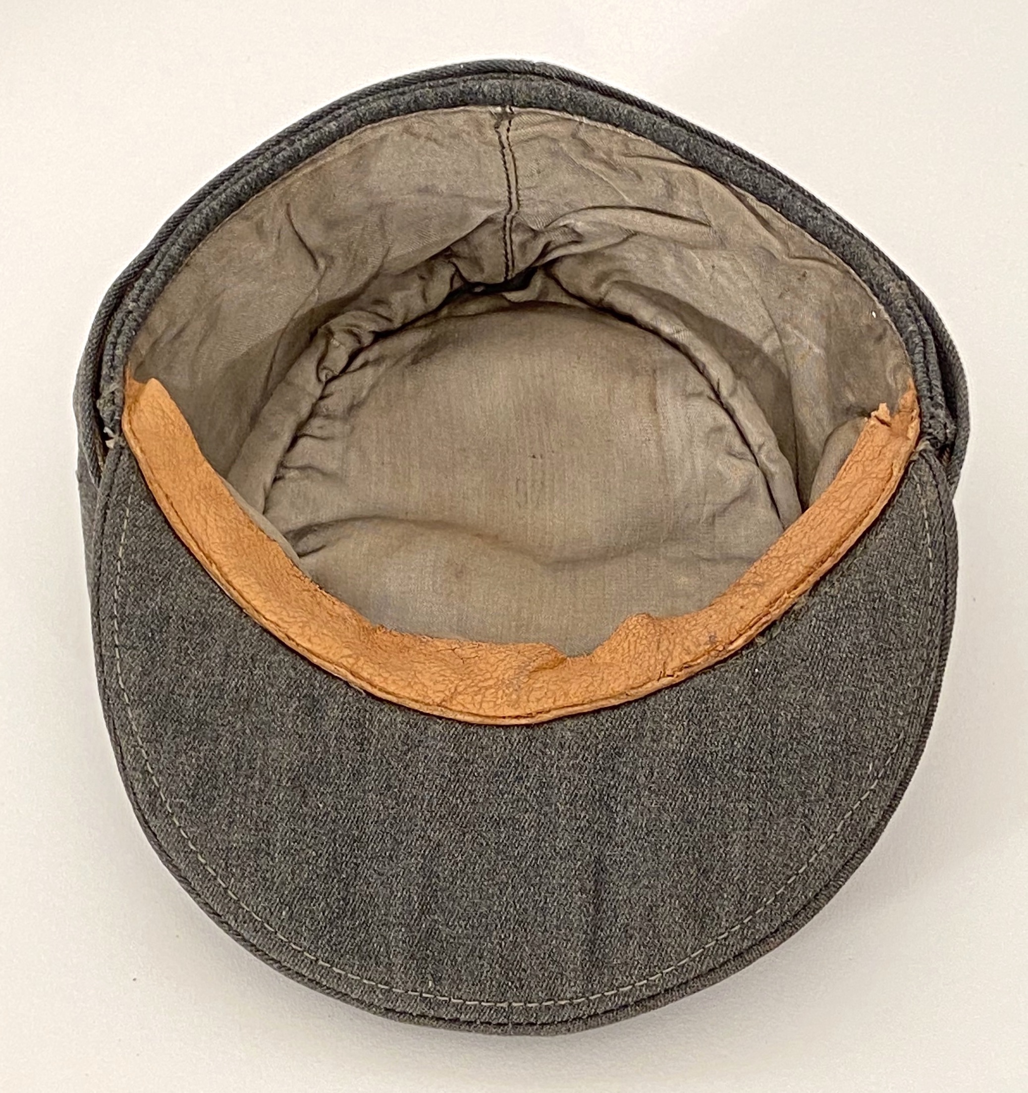 German Third Reich Waffen SS Officer M43 field cap A fine example of grey gaberdine with rayon - Image 3 of 3