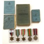 WW2 RAF Bomber Command Aircrew Europe Star Medal and Log Book Group. Awarded to Flight Lieutenant