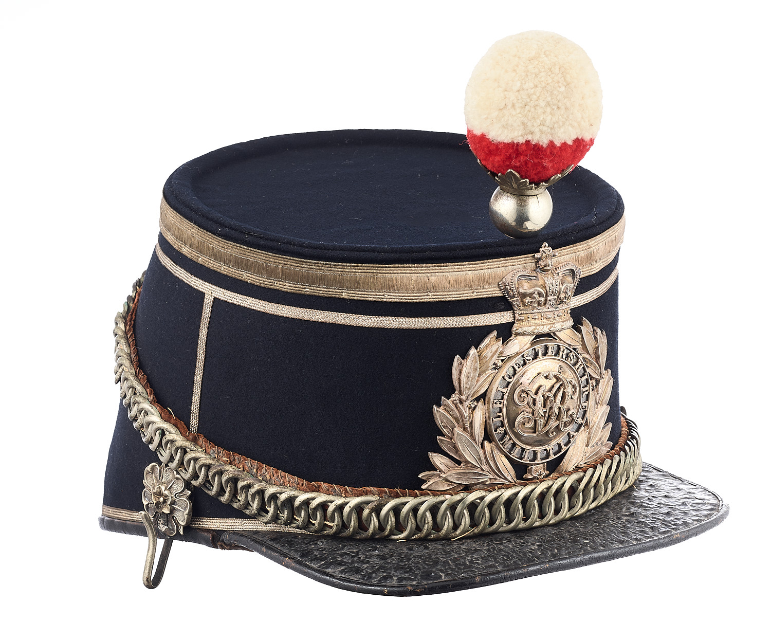 Leicestershire Militia Victorian Officer quilted shako circa 1869-1878. Good scarce example of