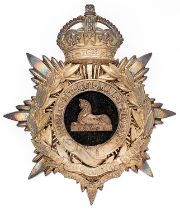 1st VB Lincolnshire Regiment Edwardian Officer helmet plate circa 1901-08. Fine and scarce die-