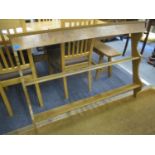 A light oak wall hanging plate rack of two shelves 86cm h x 125cm w Location: RAM