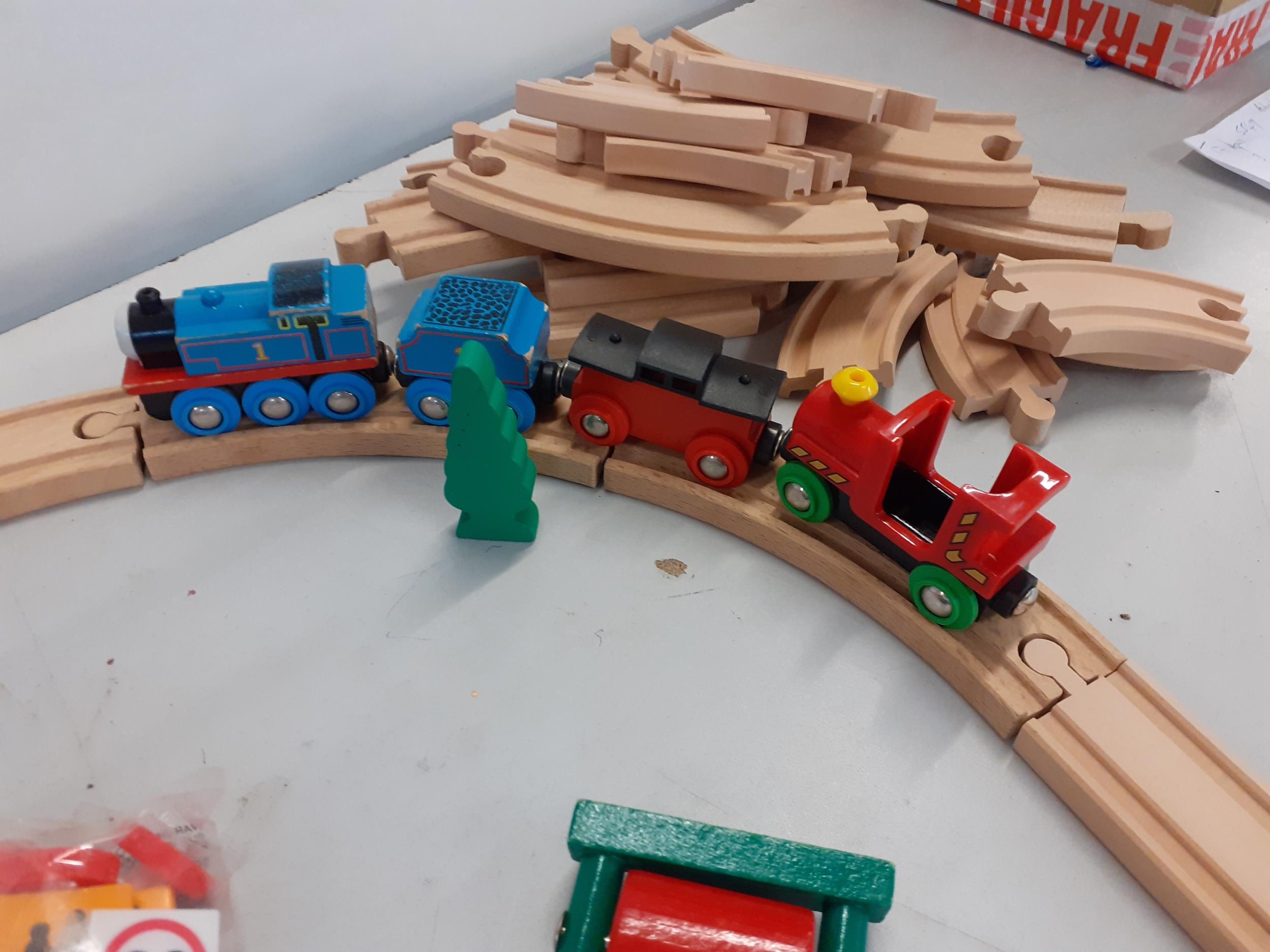 A late 20th century Brio wooden train set with bridge, trains and accessories Location: LWB - Image 2 of 4