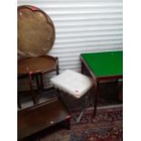 A mid 20th century folding oak occasional table, a folding games table, an oak bed tray table, an