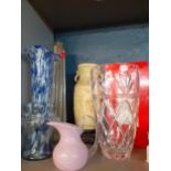 A Royal Brierley boxed vase and other glass items together with a Chinese carved composition vase on