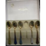 A part set of 5 David Andersen of Norway silver gilt and enamelled teaspoons Location: Cab