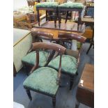 A set of five William IV rosewood bar back dining chairs on fluted front legs, together with a