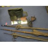 Vintage fishing related items to include an Alcock fly rod and sea rod along with reels Location: