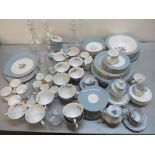 A mixed lot to include decanters, Doulton Rose Elegans, Tuscan coffee cons and other items Location: