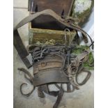 A horse cart harness and related items, together with a brass coal box Location: