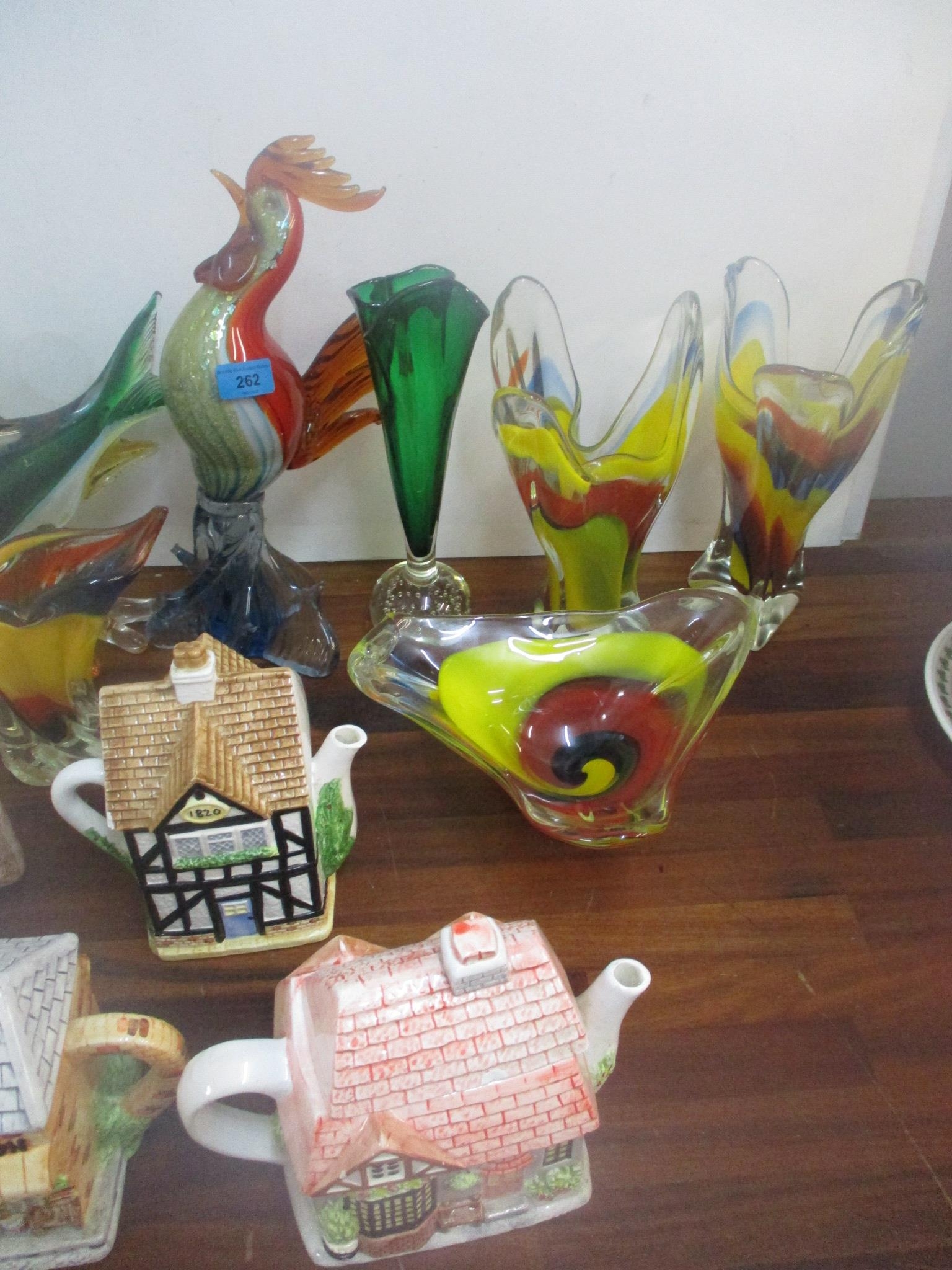 A mixed lot to include Murano cockerel, fish and other art glass, together with novelty teapots - Image 2 of 3