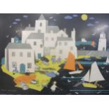 A Peggy Wickham (daughter of Mabel Lucy Attwell) contemporary screen print of a seaside village