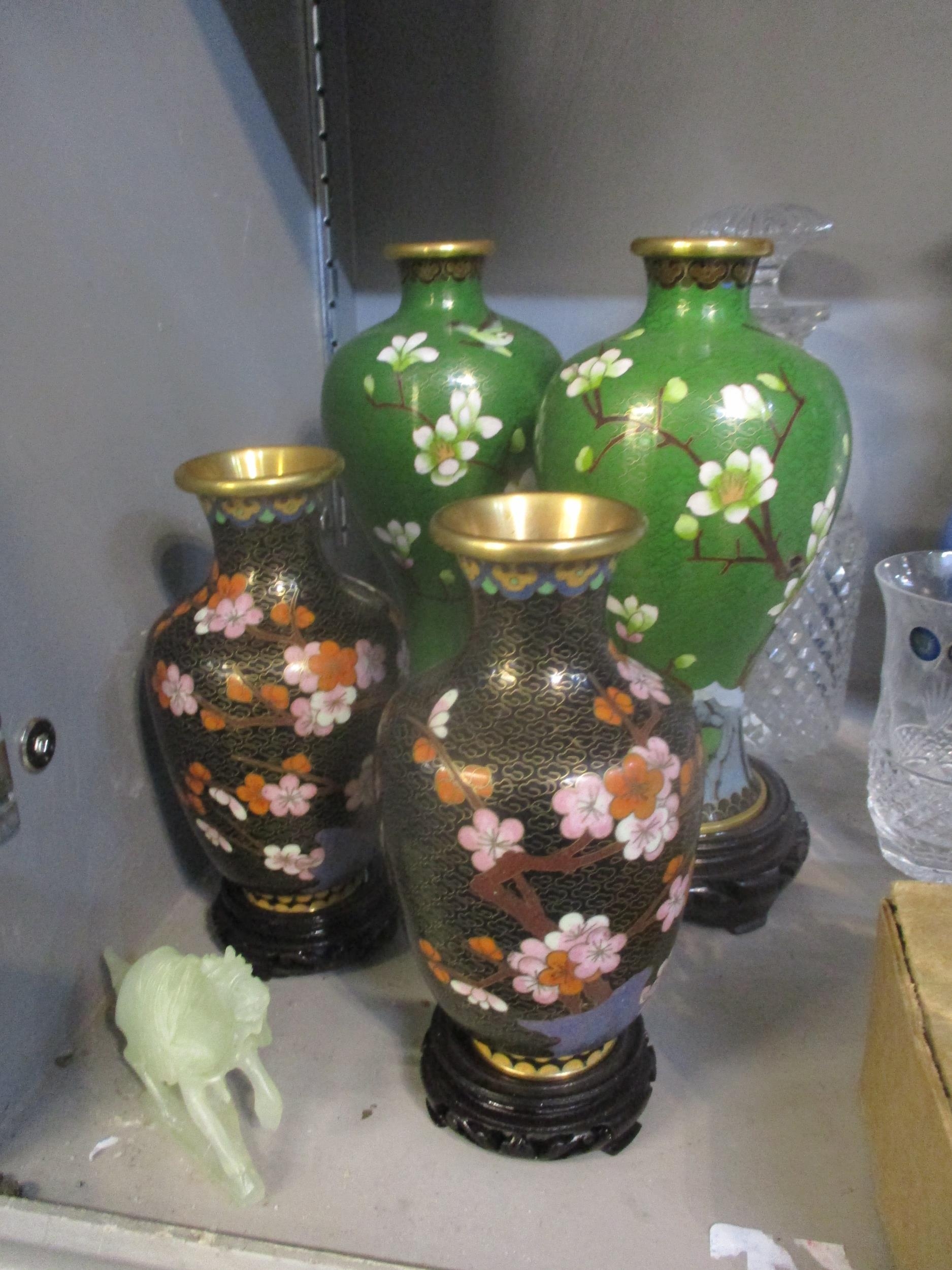 A mixed lot to include a 19th century cut glass decanter and stopper, Chinese cloisonné vases, - Image 2 of 4