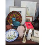 A mixed lot to include model cats, pictures, maps, books and other items Location: