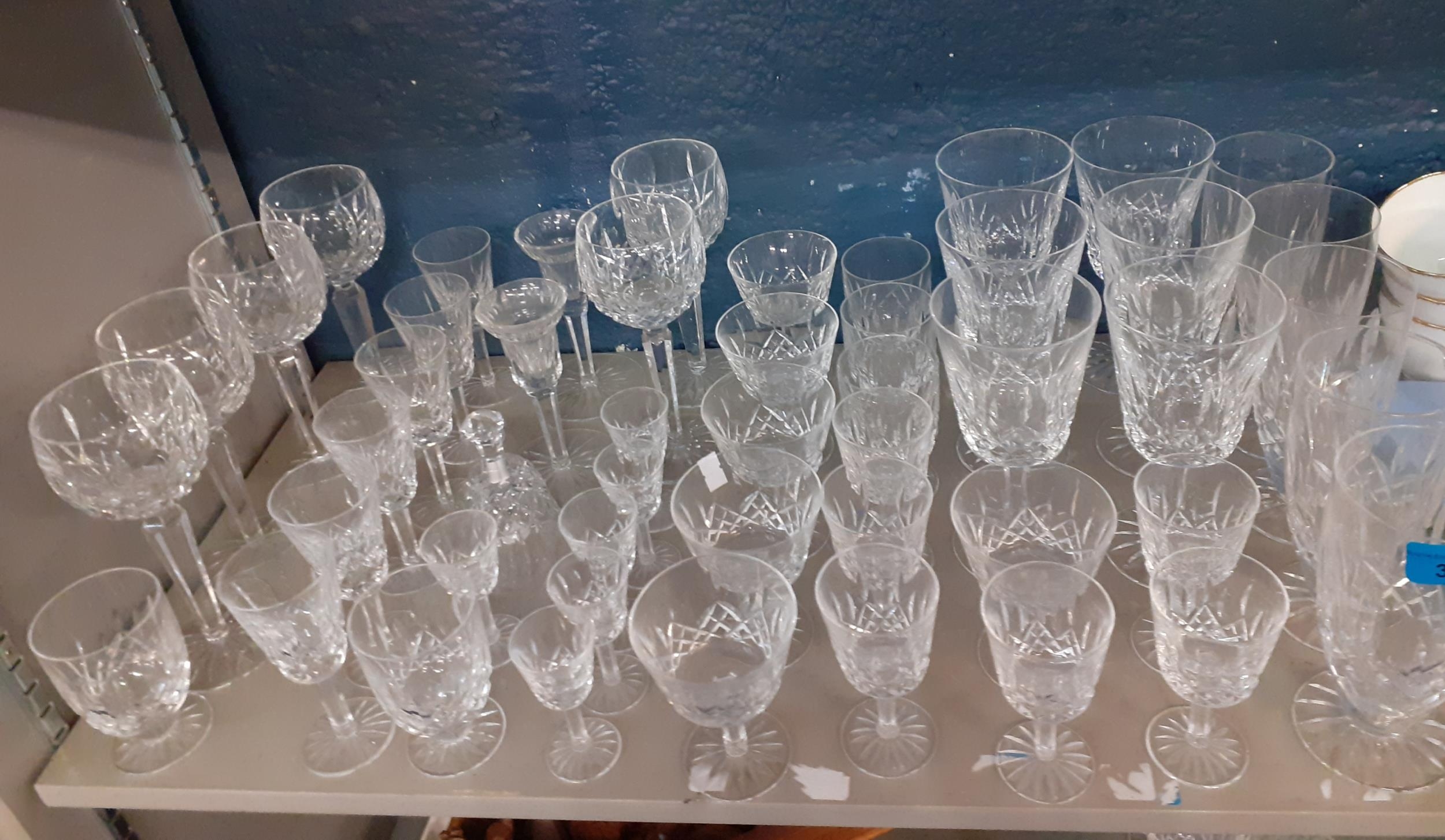 A suite of Waterford Lismore crystal glasses to include six large white wine pedestal glasses, six - Image 2 of 5