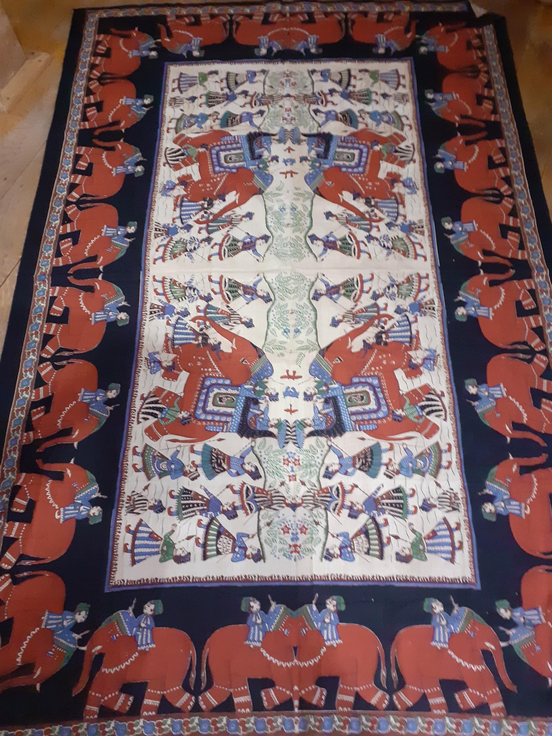 A quantity of 20th Century Eastern textiles to include an Indian cotton tablecloth depicting printed - Image 10 of 11