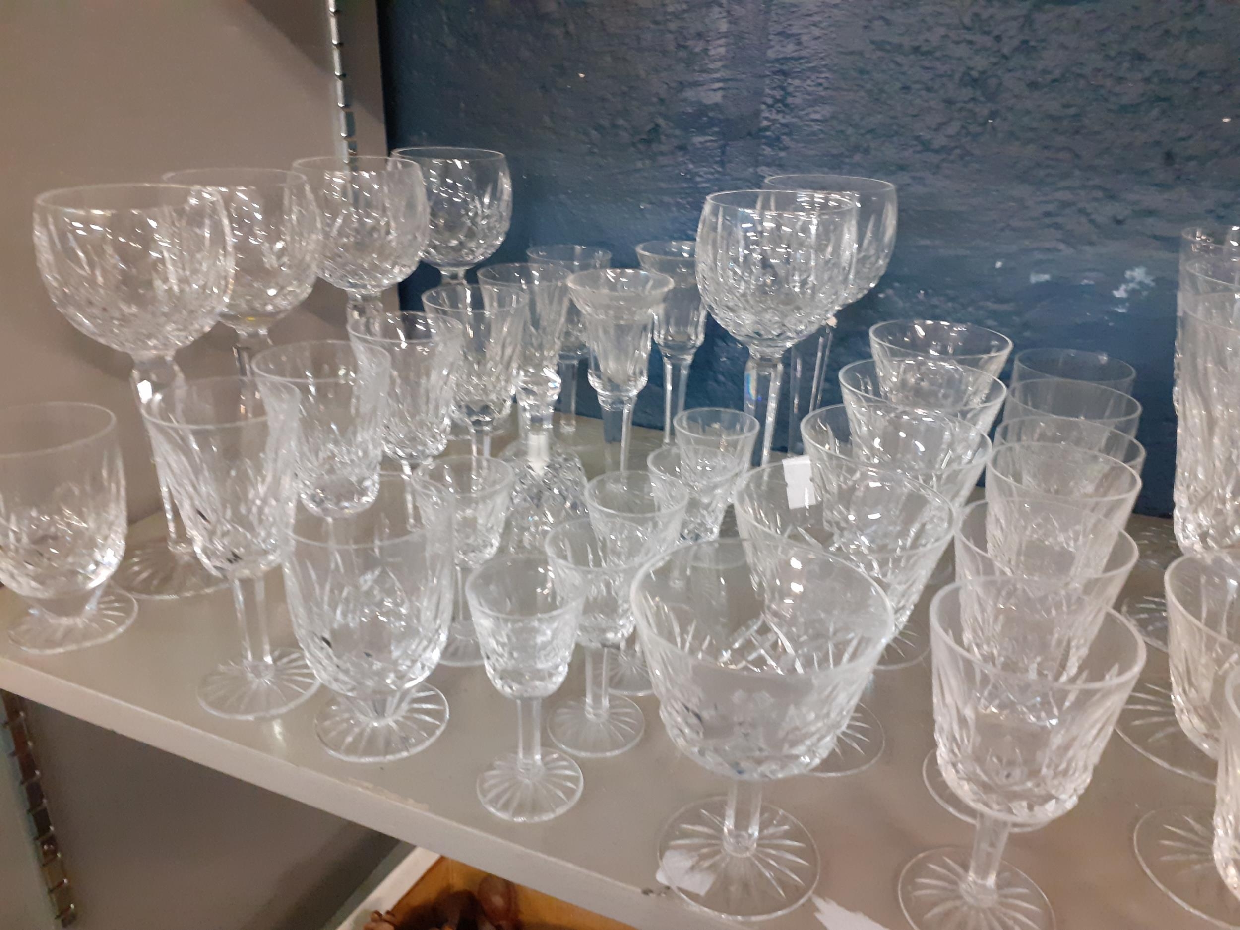 A suite of Waterford Lismore crystal glasses to include six large white wine pedestal glasses, six - Image 5 of 5