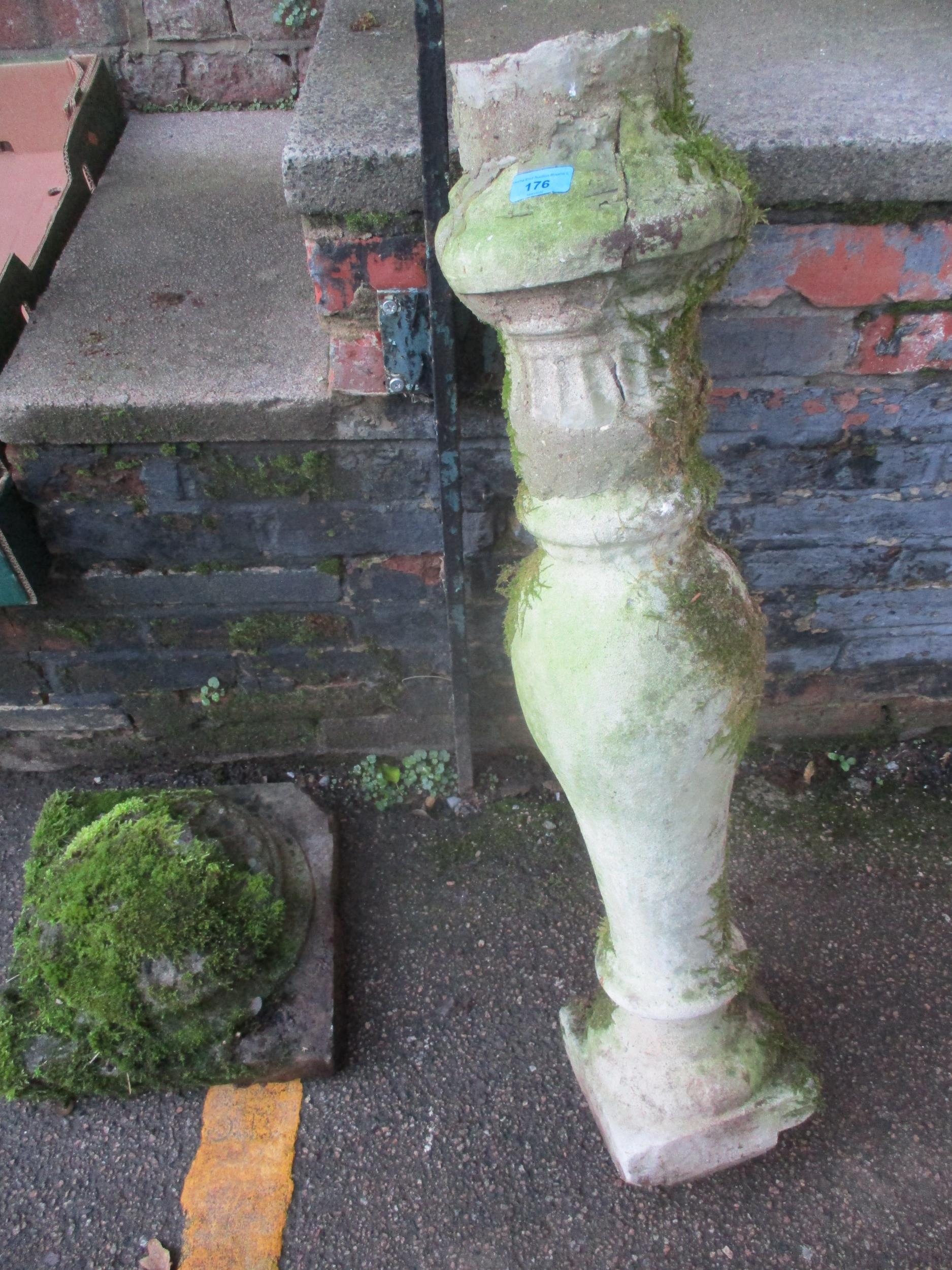 A weathered garden stone pillar on a square base A/F - Image 2 of 2