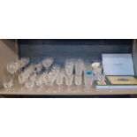 A suite of Waterford Lismore crystal glasses to include six large white wine pedestal glasses, six