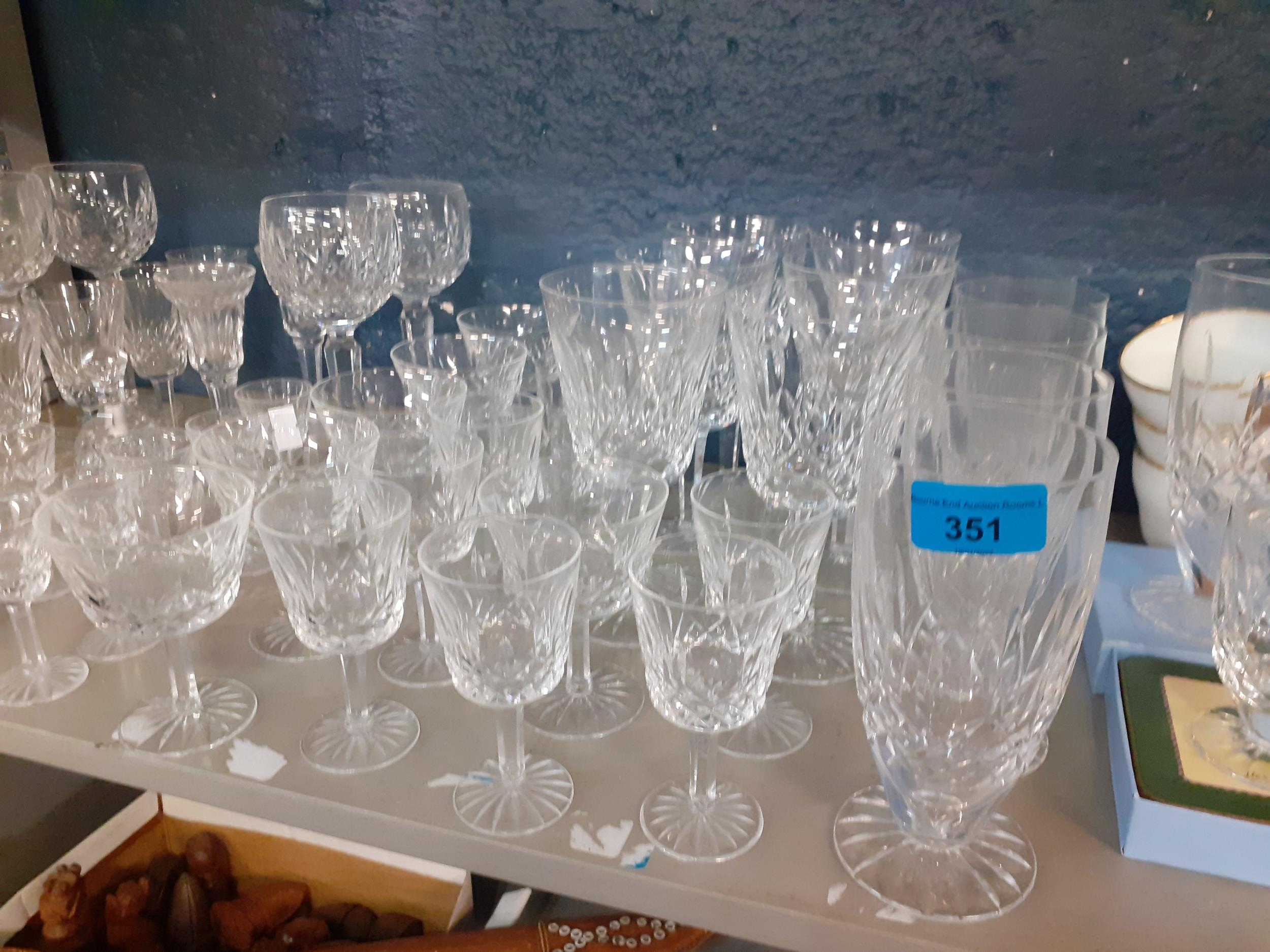 A suite of Waterford Lismore crystal glasses to include six large white wine pedestal glasses, six - Image 4 of 5