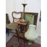 A mixed lot to include a screen, a chair, a plant stand and lamps Location: