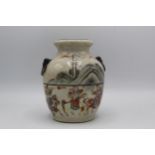 A Chinese late Qing Dynasty crackle glazed porcelain vase, 19th century, the shape of bronze archaic