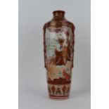 A Japanese, Meiji period vase of cylindrical tapered form decorated with a panel of two ladies on
