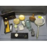 A mixed lot to include various wrist watches, Solingen swan sewing scissors and thimble, compacts