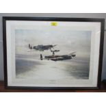 Robert Taylor - 'Memorial Flight' print signed by the WWII pilots Leonard Cheshire, Johnny