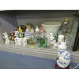 A mixed lot to include a Beswick cat, Nao figures, Wedgwood Jasperware and other items Location: