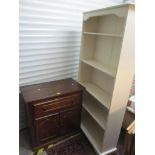 An oak cabinet, together with a painted open bookcase Location: