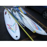 Two windsurfing boards to include a Mistral Competition and a Zaxxon, together with accessories