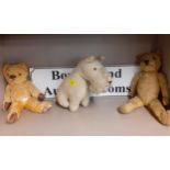 Two vintage blonde teddy bears with moveable limbs, one a Chad Valley example with leather pads, the