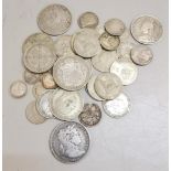 A group of British silver coinage to include a 1816 half crown, 1898 half crown, Victorian Florins