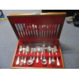 A cooper Bros silver plated cutlery set in a Flexfit wooden case Location: